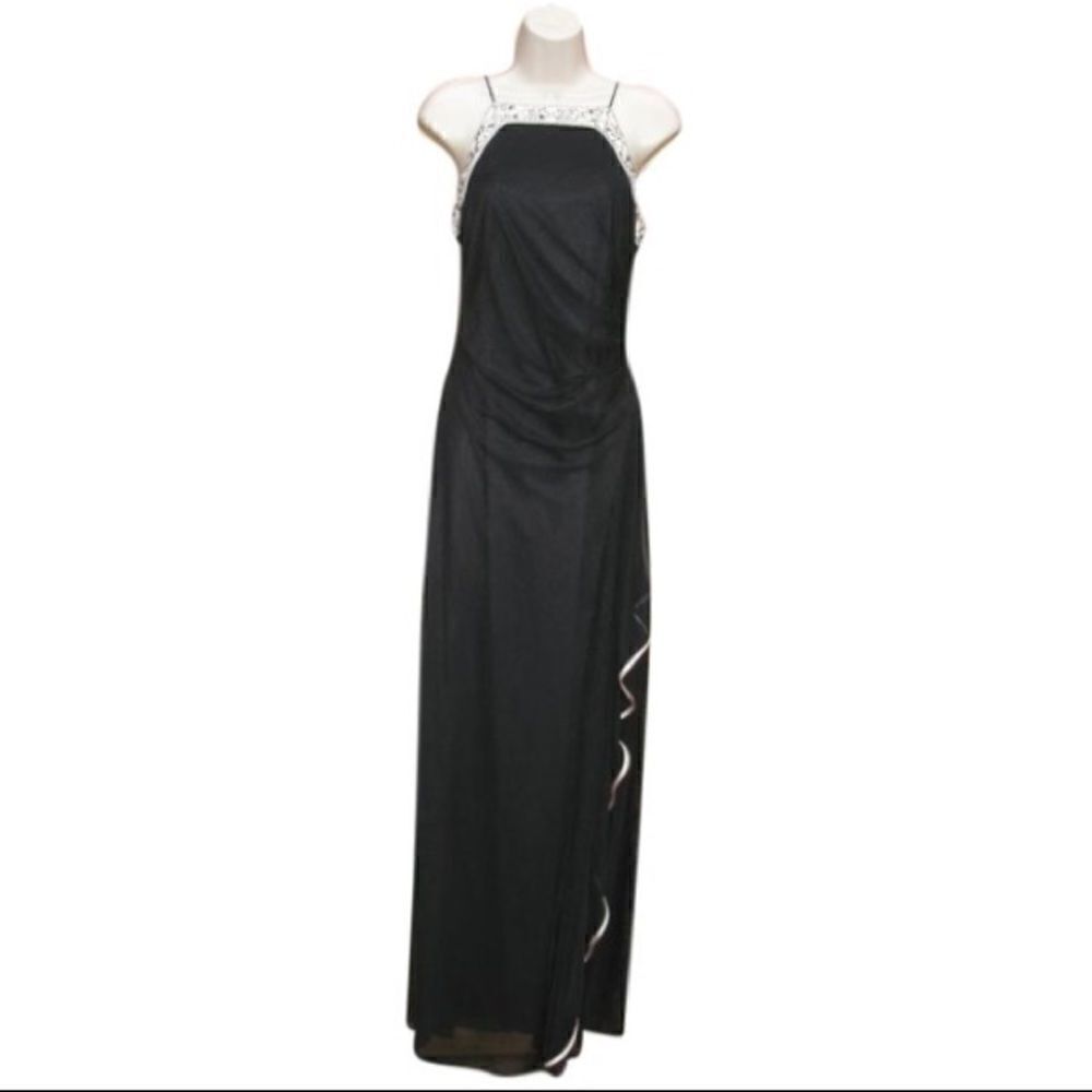 Black Pink Long Corset Gown Dress